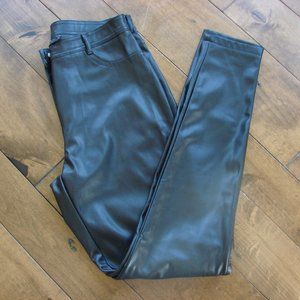 Black Faux Leather High Waisted Straight Leggings